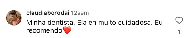Depoimento Instagram - claudiaborodai sobre atendimento